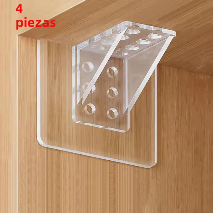 Soporte De Estante De Acrílico 4/8Pcs Adhesivo Para Armario Soporte De Pared Para Cocina Y Dormitorio Bracket De Apoyo - 1