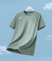 Camiseta De Hombre Verano Seda De Hielo Secado Rápido Cuello Redondo Manga Corta Estampado Rayado Casual Deportivo Para Running - details 14