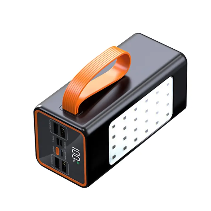 DAM. Powerbank 50.000mAh con carga rápida PD22,5W, 4 puertos USB, colgante de transporte y linterna de alta potencia. Pantalla led de carga. 14,8x6,5x7cm - 1