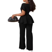 Conjunto De Pantalones Y Blusa Elegante Para Mujer Traje De Oficina Con Cinturón Alto Ajustado Ropa Trasera Larga Estilo Recto - details 41