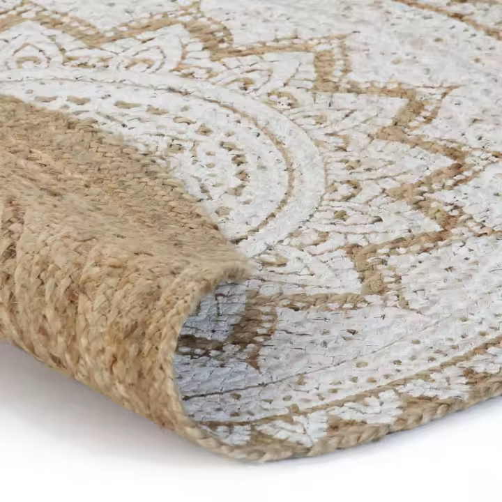 vidaXL Alfombra redonda yute trenzado estampado 210 cm - 1