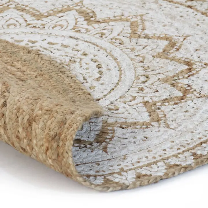 vidaXL Alfombra redonda yute trenzado estampado 210 cm - 1