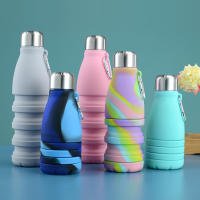 YverLand Botella de agua cónica plegable de 550 ml para adulto, con tapón de acero inoxidable. Cantimplora deportiva infantil, niños y niñas para fútbol o baloncesto - details 1