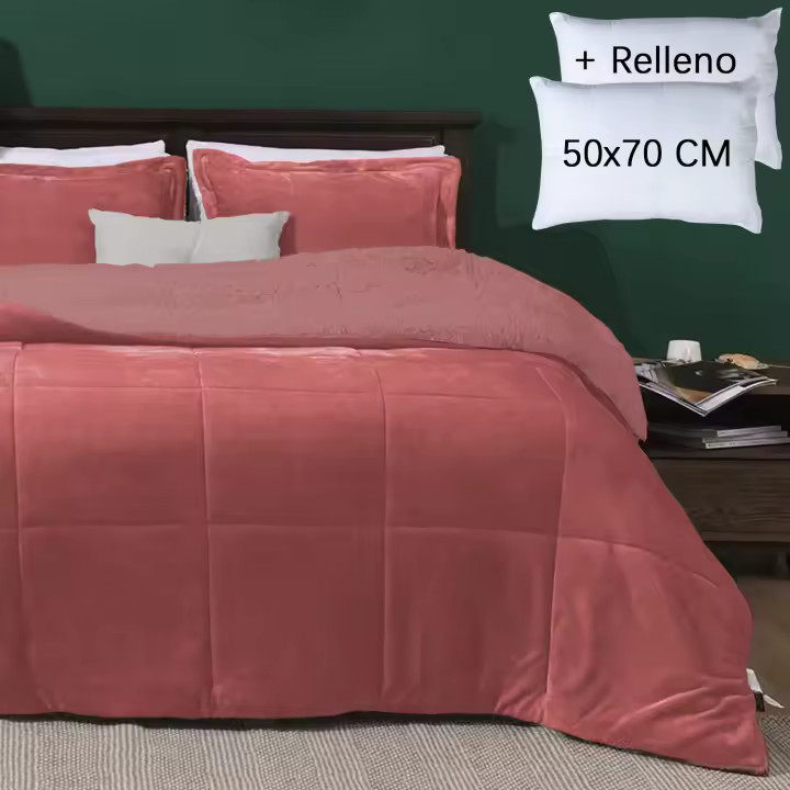 KingnetStore - Edredón Nórdico Franela 650 gr/m2 Gramaje con Borreguito Sherpa Ultra Suave y Cálido, Set de Cama con Fundas de Almohada Para Cama 80 90 105 135 150 160 180 CM Edredón invierno, +Relleno Cojin Hipoalérgico 50x70 CM Elegible - 1