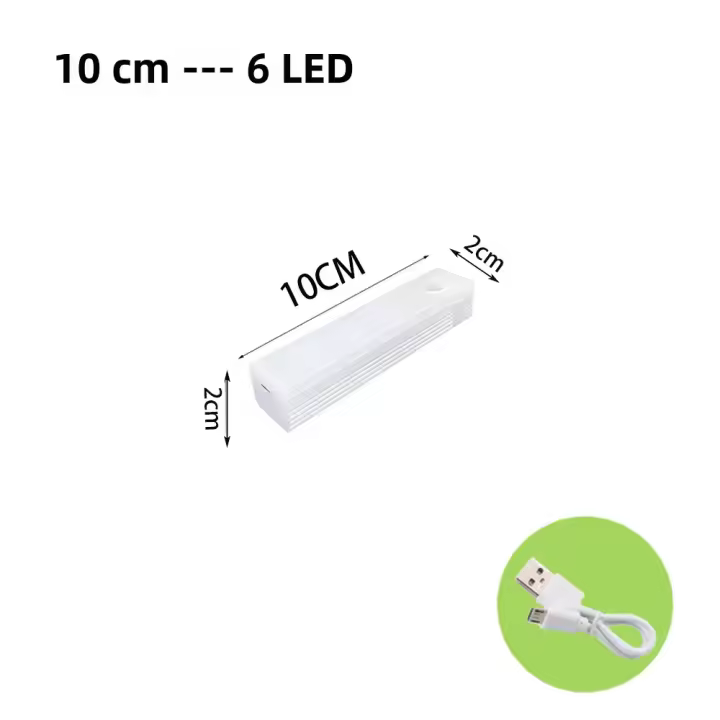 Luz Nocturna LED Con Sensor De Movimiento Recargable Por USB Luz De Armario Escalera Para Cocina Tipo C Luz De Noche Sin Cable - 1