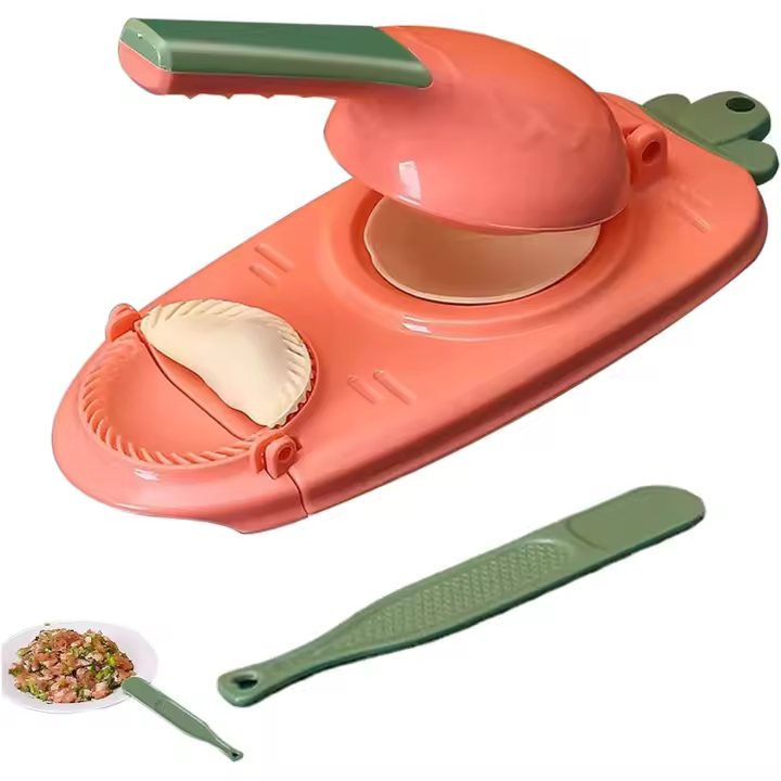 Máquina para hacer empanadillas 2 en 1, mejorada y multifunción - ¡Prepara empanadillas y wonton fácilmente con moldes y cuchara para rellenar! (Rosa) - 1