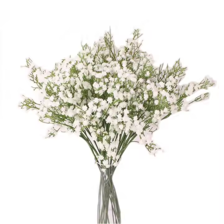 5Pcs Artificial Flowers, Fake Flowers Silk Plastic Artificial Gypsophila Realistic Flower Arrangements Wedding Decoration Table Centerpieces(White) - 1