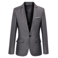 Chaqueta De Traje Para Hombre En Color Sólido Ajustada Elegante Blazer Para Bodas Y Negocios Moda Casual Traje Profesional - details 7