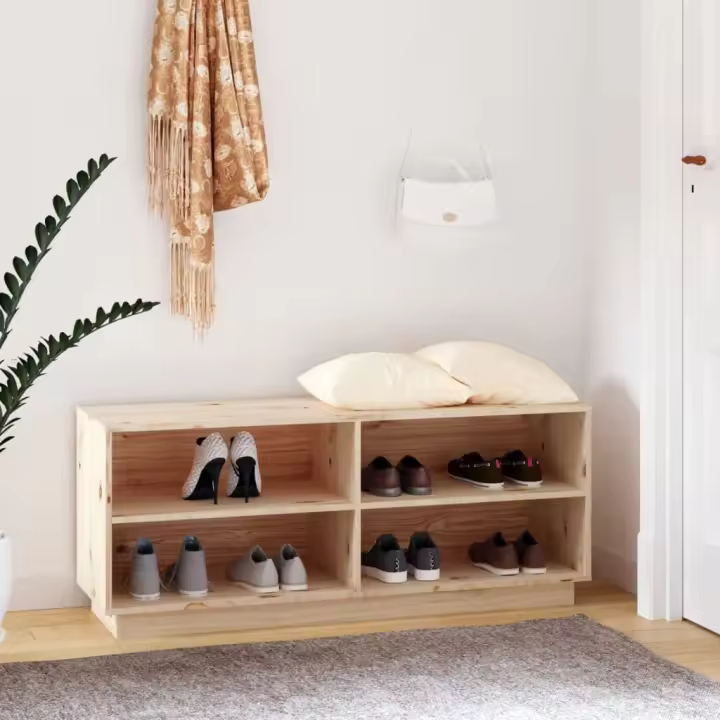 vidaXL Armario zapatero de madera maciza de pino 110x34x45 cm - 1