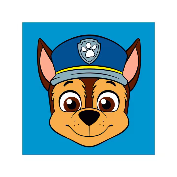 Kit Bordado Medio Punto sobre Cañamazo – (licencia oficial) – Animales – Paw Patrol – La Patrulla Canina – Chase – 12,0 x 12,0 cm. - Moda The Happy Patch - 1