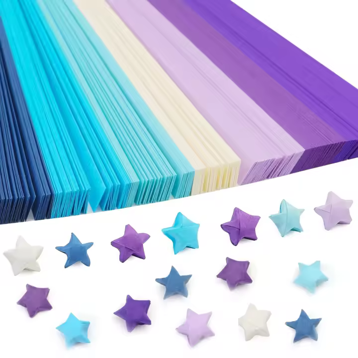 Papel De Origami Estelar Multicolor Y De Gradiente Para Manualidades DIY Decoración De Papel En Bandas De Color Sólido - 1