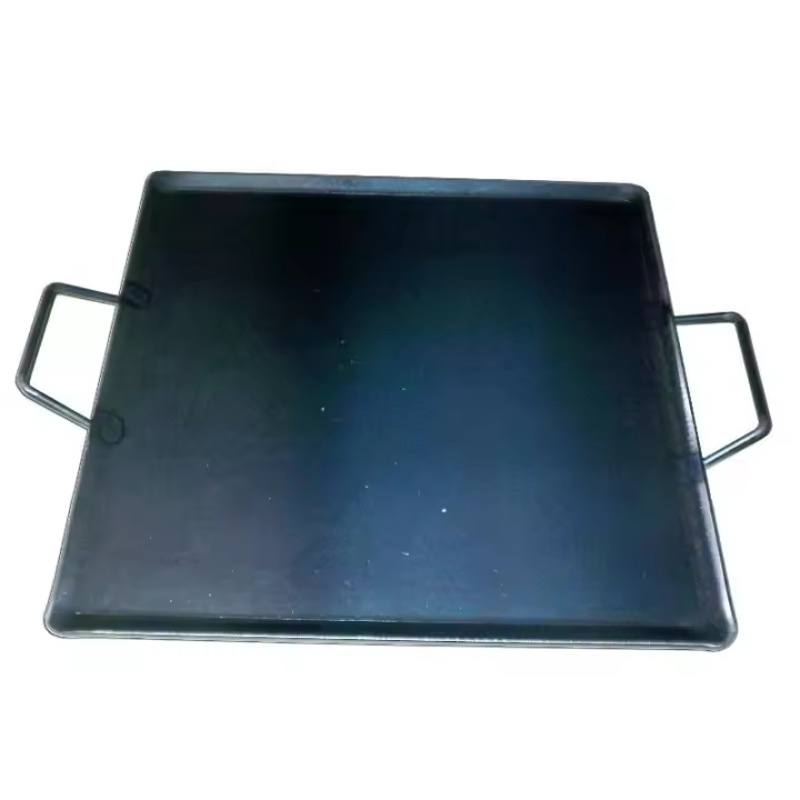Plancha asar acero 4 mm con 2 asas de metal 33 x 33 - 1