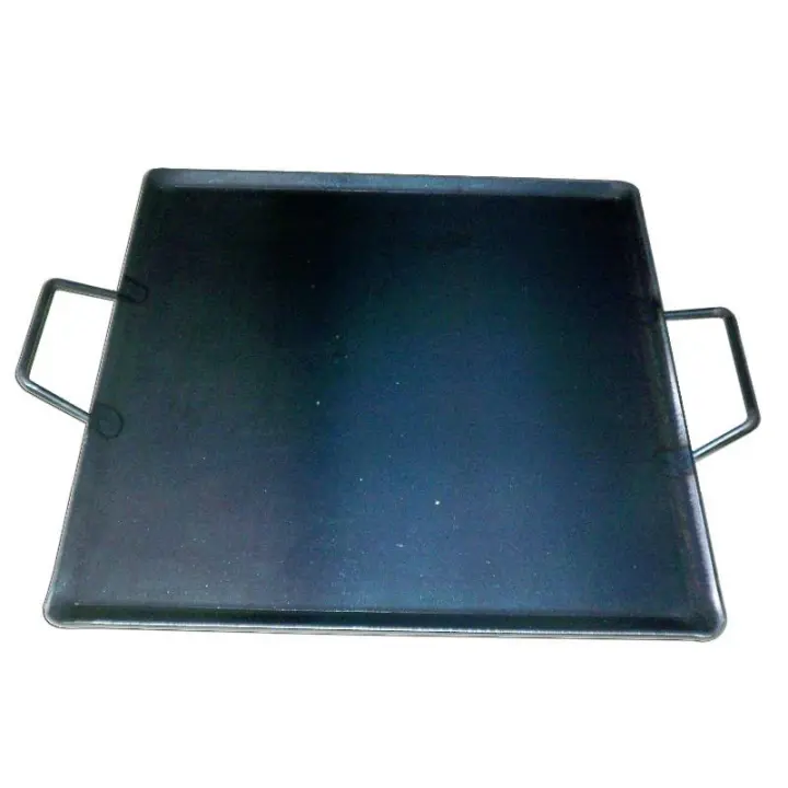Plancha asar acero 4 mm con 2 asas de metal 33 x 33 - 1