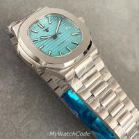 Reloj Automático Tandorio Design Para Hombres Con Dial Texturizado Azul Gris 40mm Movimiento NH35 Impermeable 10BAR Correa De Acero Inoxidable 316L - details 13