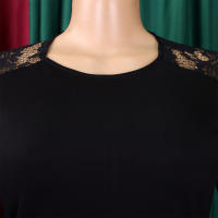 Vestido Elegante De Mujer Con Cuello Redondo Y Manga Larga En Luto Sólido Ajustado Hasta Las Caderas Largo Medio Para Fiestas Y Comidas En El Restaurante - details 11