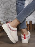 Botas De Nieve Para Mujer Con Suela De Cashmere Grueso Y Plataforma Botas Cortas De Algodón Con Flip-flops Planas Cierre De Cordón Suela De Goma Talla Única - details 9