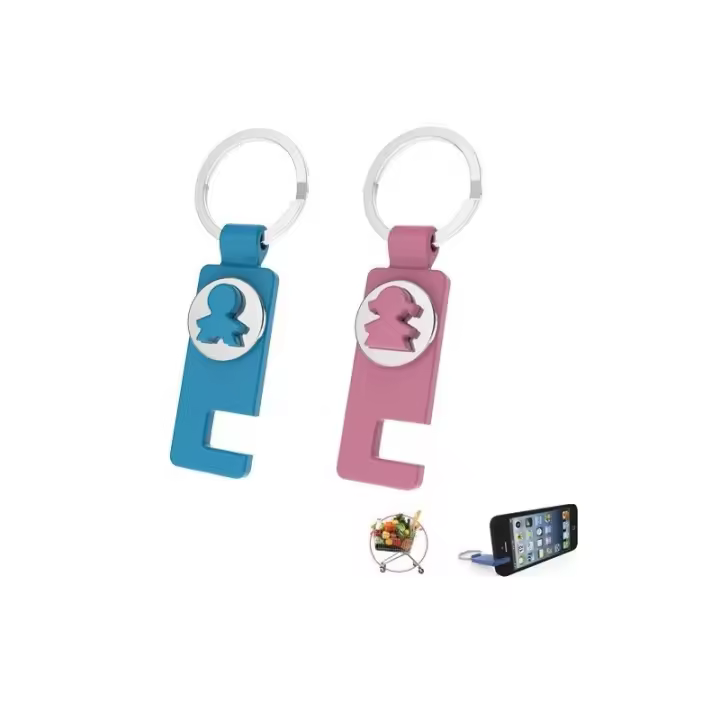 Lote 20 Llavero Moneda Carrito + Soporte Azules Niños Bautizos Baby Shower - 1