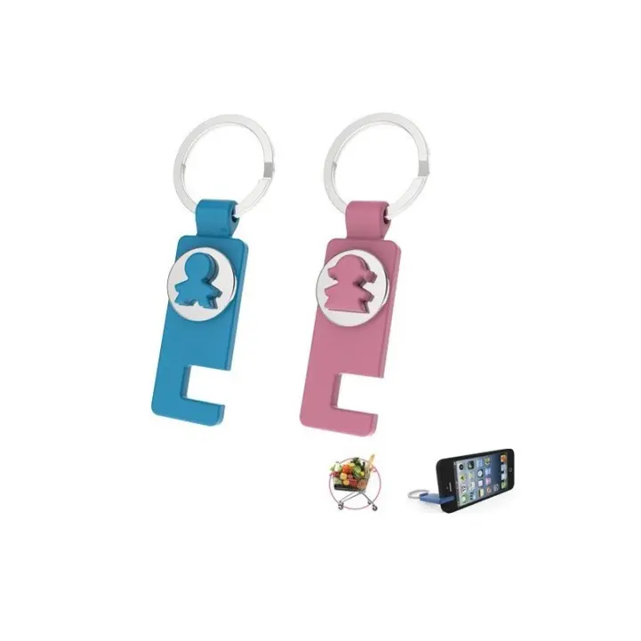 Lote 20 Llavero Moneda Carrito + Soporte Azules Niños Bautizos Baby Shower - 1