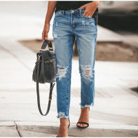 Jeans Rectos Para Mujer Moda Alta Cintura Washed Skinny Ropa Trasera Ropa De Lady Commuter Pantalones Delgados Con Agujeros Tendencia De Moda 2025 - details 20
