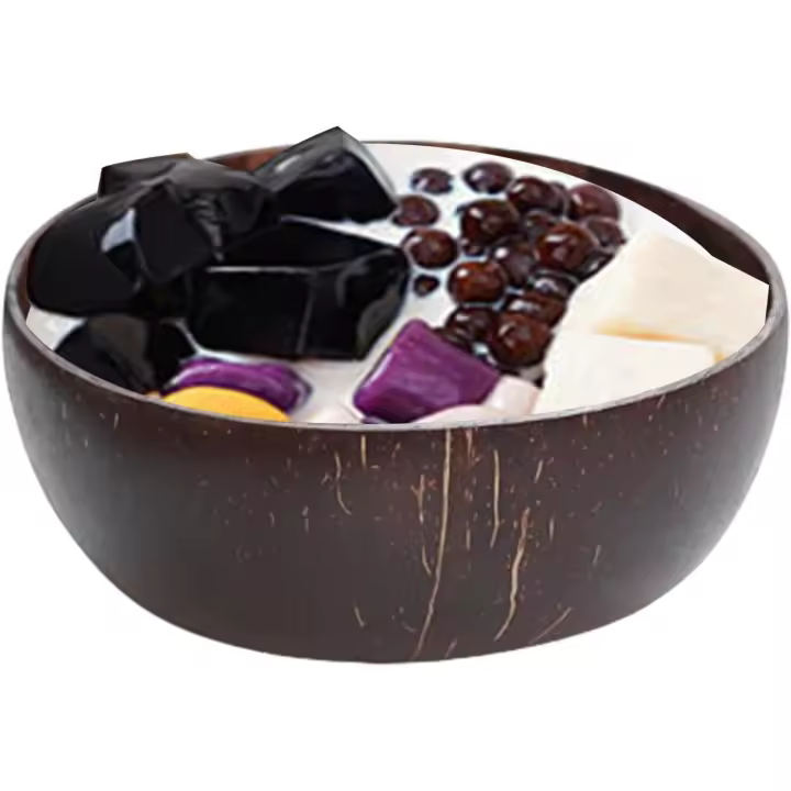 Coco Nut Shell Cups | Coco Nut Shell Handmade Cups | Portable Rustic Salad Bowls, Brown Water Cups for Ice Cream, Water - 1