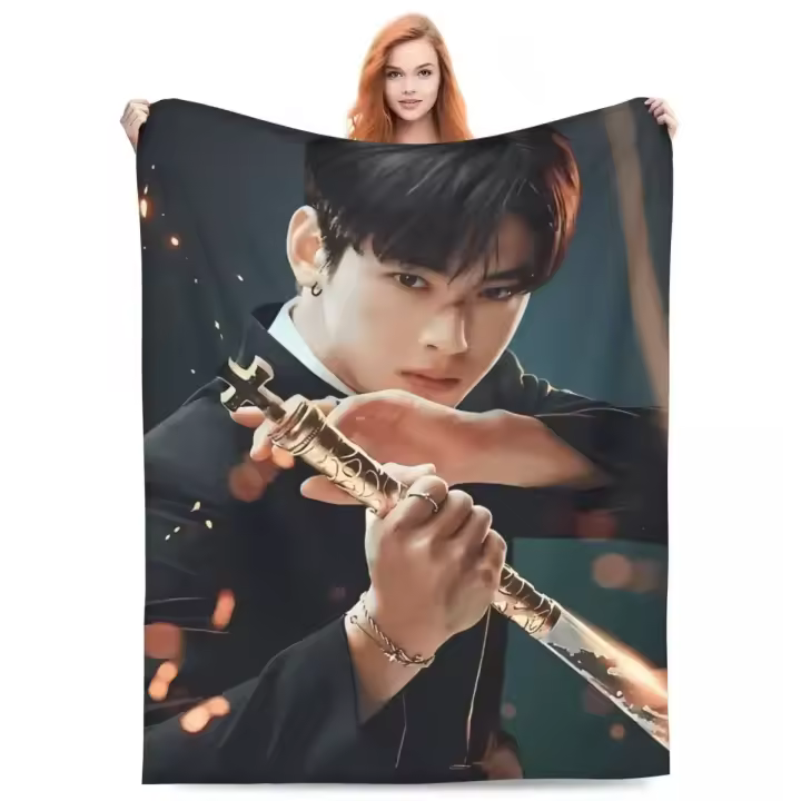 Manta Ultra Suave De Poliéster 100% Con Estampado De Flannel Cha Eun Woo Kpop Astro Multifuncional Para Sofá Coche Cama - 1