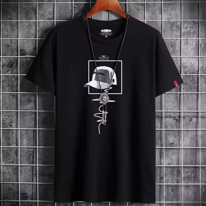 Camiseta De Verano Para Hombre 2024 Estilo Harajuku Vintage Y2k Cotton Impresión Camiseta Oversize Con Cuello Redondo Manga Corta Top Casual - 1