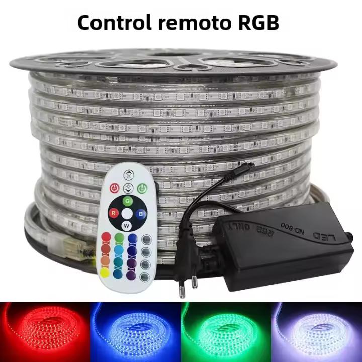 Tira De Luz LED Flexible RGB 5050 220V IP67 Impermeable Con Enchufe 5M/10M/15M Para Exteriores Y Interiores Sala De Estar - 1