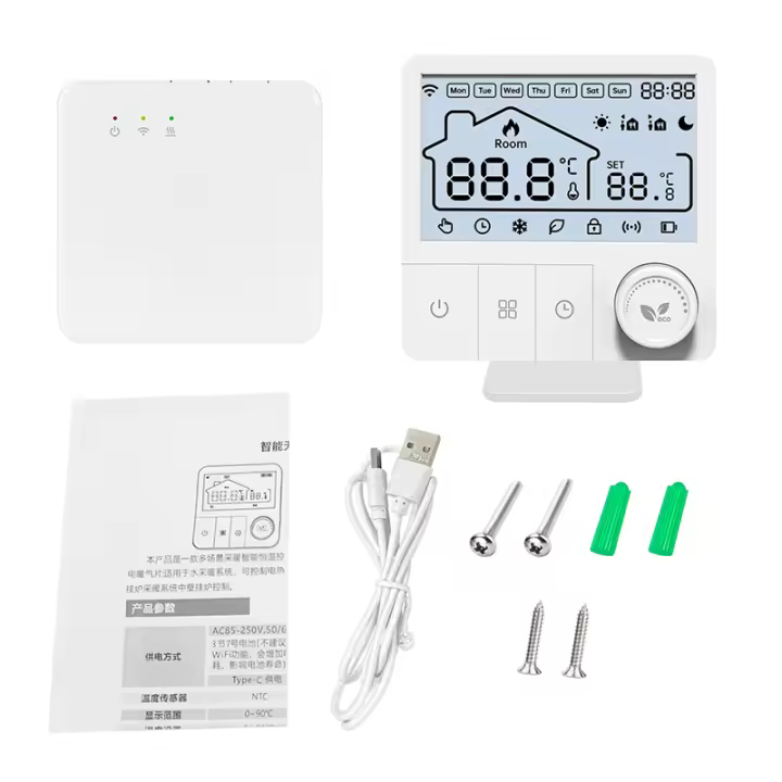 Termostato De Calentador De Agua Wifi Tuya Compatible Con Alexa Y Google Home Control Remoto Para Calefacción Eléctrica Y Gasolina Batería Incluida O Suministro USB - 1