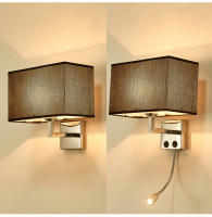 Lámpara De Pared De Tela E27 Con Interruptor Luz De Lectura LED Para Dormitorio Estudio Hotel Decoración Nórdica Moderna - details 1