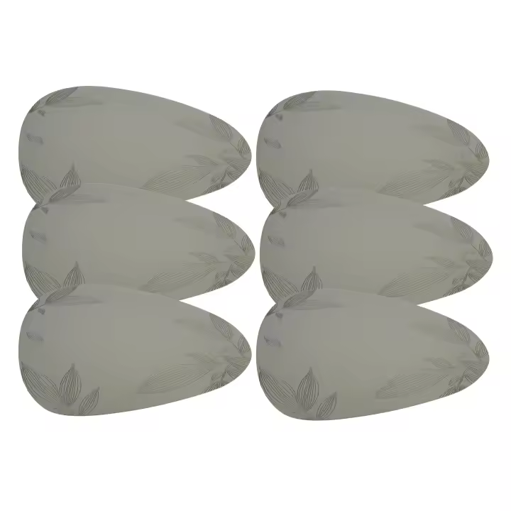 Cofan Pack de 6 salvamanteles individuales  Diseño triangular con hojas Color: verde  Material: PVC  Medidas: 45 x 36 cm - 1