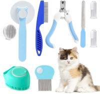 Kit De Cepillado Para Gatos 8 Piezas Con Peine Antipulgas Champú Para Mascotas Cepillo Antihair Y Cepillo De Dientes De Silicona - details 0