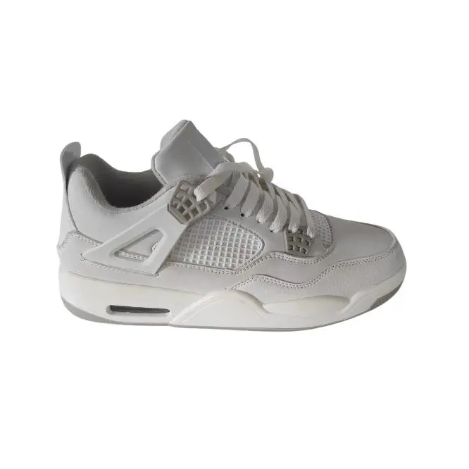 Mº005 BLANCO-GRIS MARCA PERVERSA BASKET zapatillas de skate clásicas retro 4 para hombre, zapatillas deportivas de baloncesto, zapatillas informales para correr y caminar, - 1