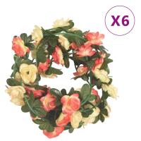 vidaXL Guirnaldas de flores de Navidad 6 uds 240 cm en color Blanco/Amarillo y verde/Rosa y más - details 1