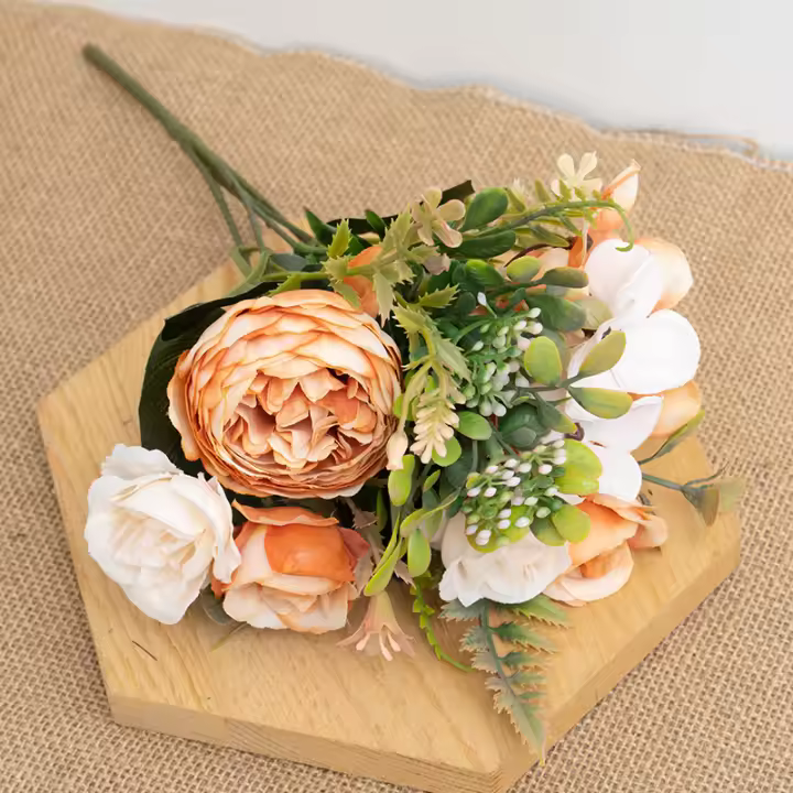 Kahaul Flores Artificiales De Seda Otoño Colores Hydrangea Peonías Rosas Para Decoración De Hogar Y Bodas Arreglo Floral Falso Para Eventos - 1
