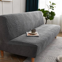Cubierta De Sofá Cama Sin Brazos Con Patrón De Hojas Tejido En Jacaranda Efecto Impermeable Protege Textiles Del Gato - details 3