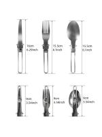 Set De Utensilios De Camping Plegables De 3 Piezas En Acero Inoxidable Con Bolsa De Transporte Ideal Para Picnics Senderismo Y Camping - details 1