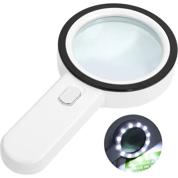 Lupa Iluminada, Lupa de mano de gran augmentation 30x, Lupa Para Leer Libros con 12 LEDs - 1