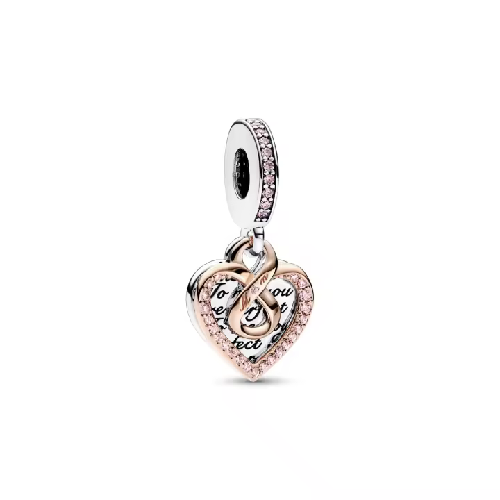 Charm Pandora Colgante Doble plata y rosa Corazón Infinito 782641C01 - 1
