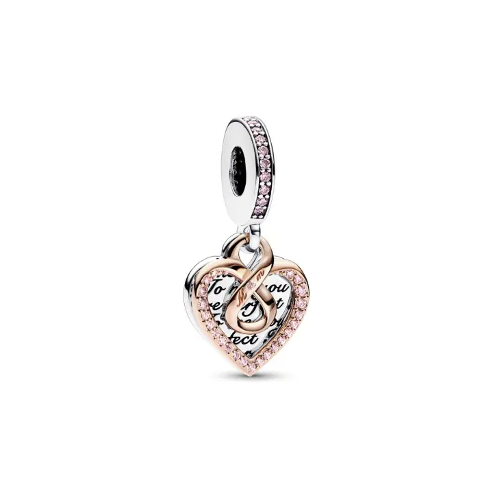 Charm Pandora Colgante Doble plata y rosa Corazón Infinito 782641C01 - 1