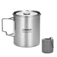 LIXADA Taza De Acero Inoxidable Portátil De 750ml Con Tapa Y Manija Plegable Para Camping Cocina Picnic Deportes Al Aire Libre - details 7