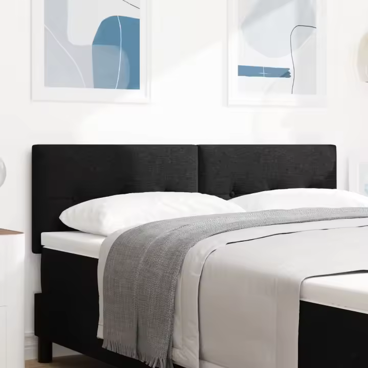Cabecera LED vidaXL con botones acolchados en negro de 72 cm de tela - 1