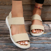 Sandalias De Mujer De Tejido Elástico Con Tacón Bajo Y Plataforma No Disponible Cómodas Y Ligeros Para Caminar En Verano Talla Real Adecuada Estilo Fashion - details 15