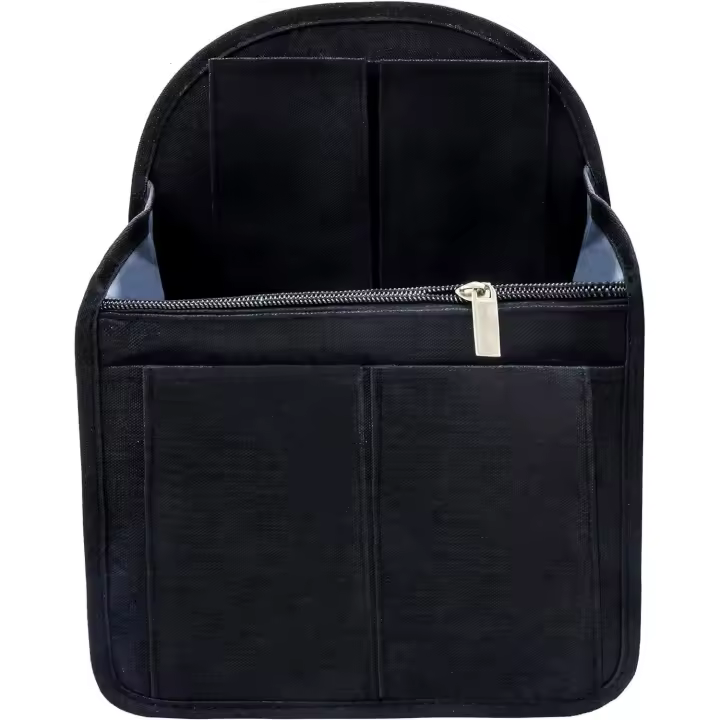 Organizador de mochila de nailon para hombre y mujer, bolsa universal para el hombro, organizador de bolsos de mano, color negro - 1