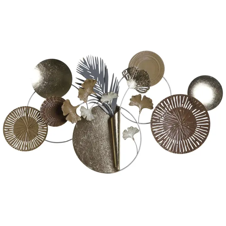 Decoracion Pared Metal 90X8,3X49 Circulos Dorado El mejor complemento para tu hogar  -Fijalo- - 1