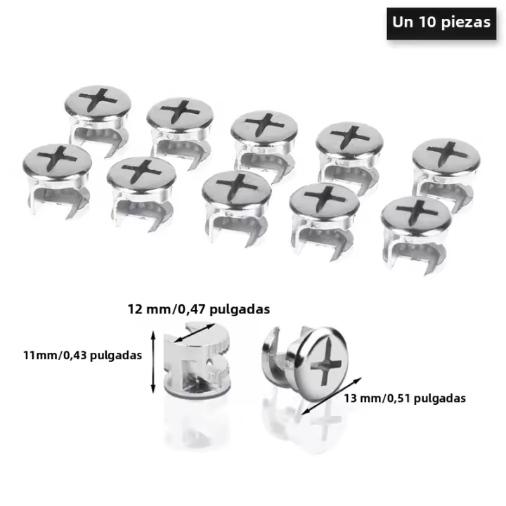 Conector Tridimensional De 10 Piezas Con Rueda Eléptrica Para Muebles Accesorios De Herramientas Metálicas Diámetro 15mm/12mm/10mm - 1