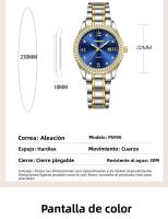 Reloj De Pulsera De Cuarzo Elegante Para Mujer POSHI 990 Con Display De Fecha Y Estilo Casual Y De Negocios Bandeja De Acero Inoxidable Y Ventana De Cristal Hardlex - details 6