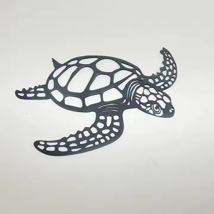 Ornamento De Tortuga Marina De Metal Para Decoración De Pared Tema Playa Tamaño Grande 15.74 Pulgadas Para Interior De Sala De Estar - 1