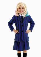 Disfraz de Miércoles Niña Mujer, Uniforme Escolar Azul Gris a Rayas Familia Addams Cosplay para Halloween Carnaval - details 0