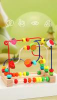 Juguetes De Madera Para Niños Rompecabezas De Frutas Dibujos Animados Cuentas Aprendizaje Counting Circulos Montessori Educativo Temprano Laberinto - details 0