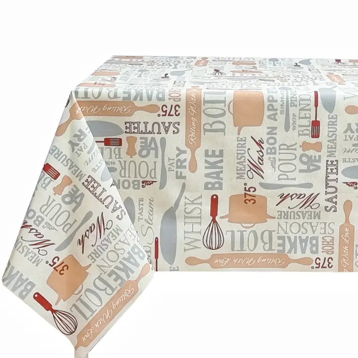 Mantel Rectangular de Mesa Antimanchas y Impermeable para Hogar, Comedor, Cocina, Fácil de Limpiar y Lavable en Naranja y Gris - 1